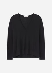 V-Neck Sweater in Fine Cashmere - Black - CO Collections